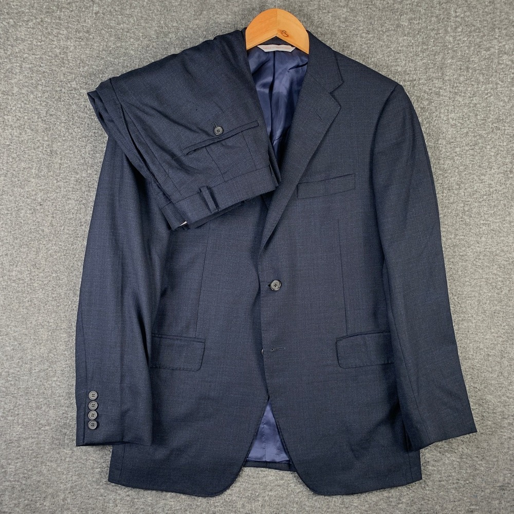 Samuelsohn Suit Men 40R Blue SB Bennet Wool Colombo Italian Fabric 32x28